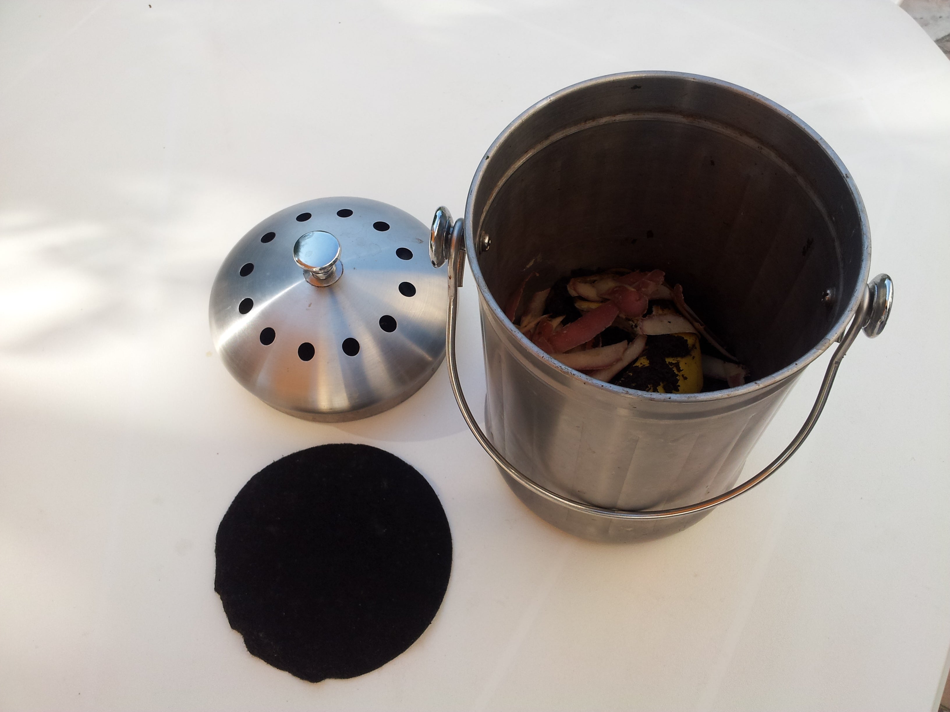 Bac à compost en acier inoxydable Bac à compost de cuisine avec filtre à  charbon